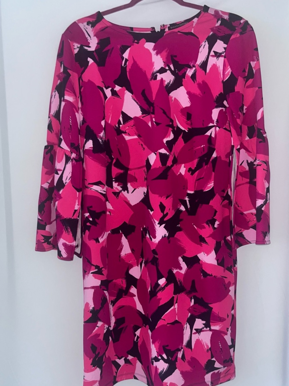 Banana Republic Pink Abstract Floral Print Dress Statement Chic Bright Pink - Picture 2 of 4